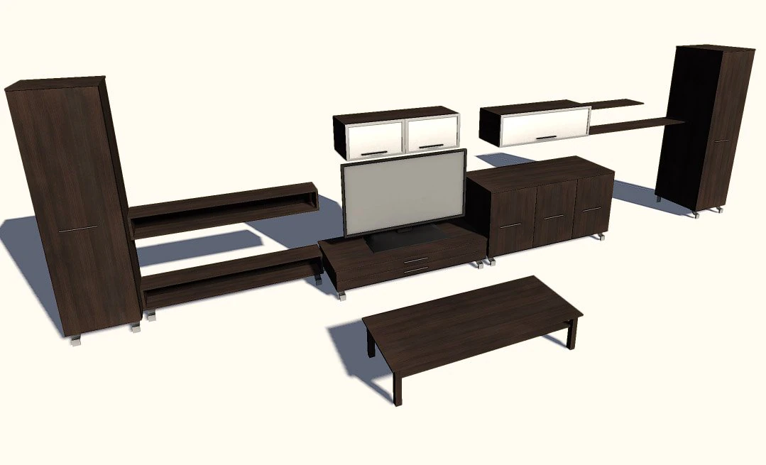 modern cabinet set with television 3D Model .c4d .max .obj .3ds .fbx .stl .blend
