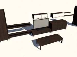 modern cabinet set with television Modelo 3D