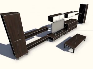 modern cabinet set with television 3D Model