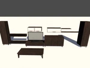 modern cabinet set with television 3D Model