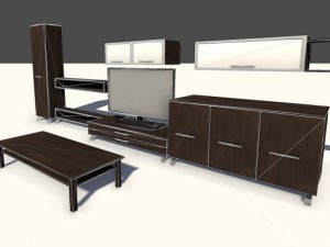 modern cabinet set with television 3Dモデル