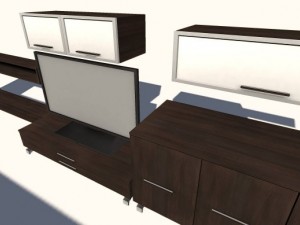 modern cabinet set with television 3Dモデル