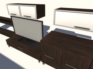modern cabinet set with television 3D Model