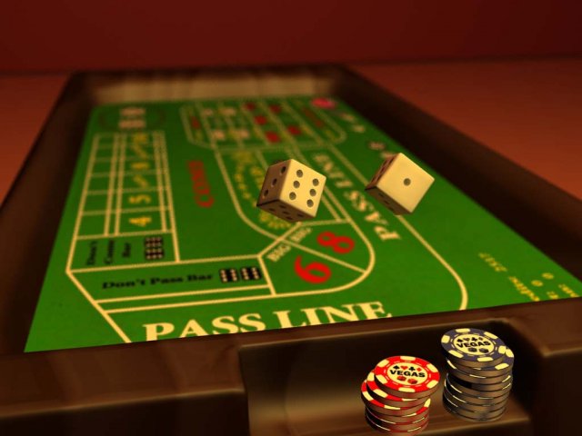 casino table with chips and dice 3D Модель .c4d .max .obj .3ds .fbx .stl .blend 