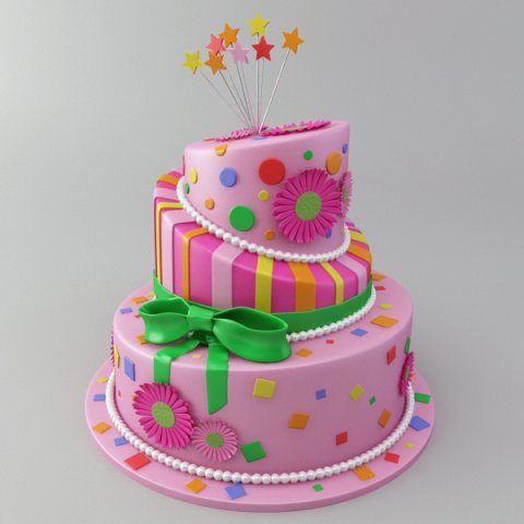 birthday cake Modelo 3D .c4d .max .obj .3ds .fbx .stl .blend 