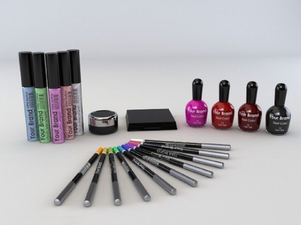 cosmetics makeup collection Modelo 3D .c4d .max .obj .3ds .fbx .stl .blend 