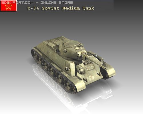 ww2 soviet tank t34 3D Model .c4d .max .obj .3ds .fbx .stl .blend 