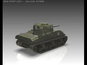 ww2 m4a1 sherman medium tank 3D Model