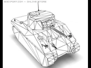 ww2 m4a1 sherman medium tank 3D Model