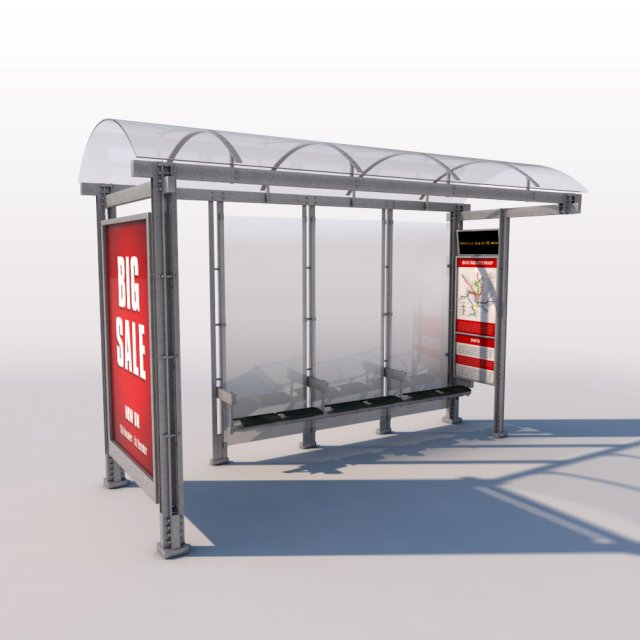 urban bus shelter Model 3D .c4d .max .obj .3ds .fbx .stl .blend 