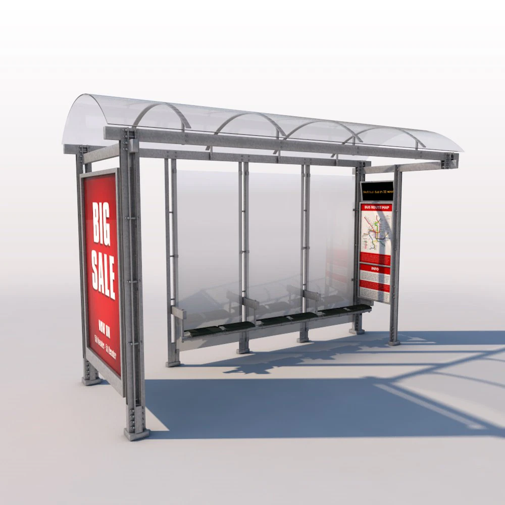 urban bus shelter 3D Model .c4d .max .obj .3ds .fbx .stl .blend 