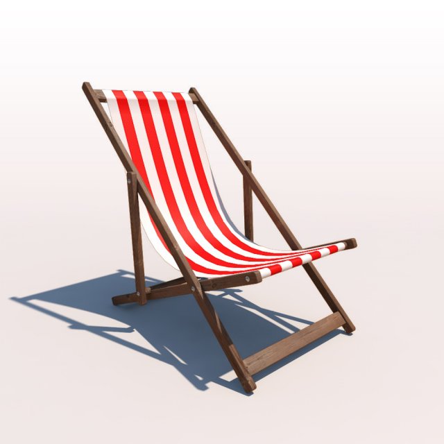 deck chair - red 3D 모델 .c4d .max .obj .3ds .fbx .stl .blend 