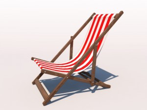 deck chair - red 3D 모델