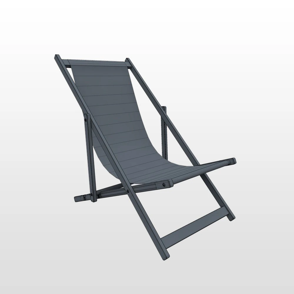 deck chair - red - weathered 3D Model .c4d .max .obj .3ds .fbx .stl .blend 