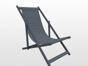 deck chair - red - weathered Model 3D