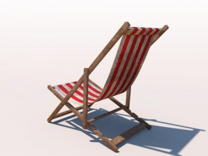 deck chair - red - weathered Model 3D
