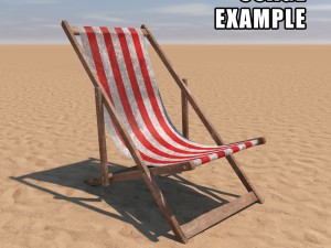 deck chair - red - weathered Model 3D