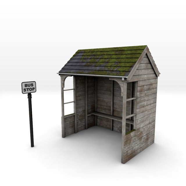 rural bus shelter 3Dモデル .c4d .max .obj .3ds .fbx .stl .blend 