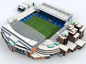 stamford bridge stadium low poly version 3D Model