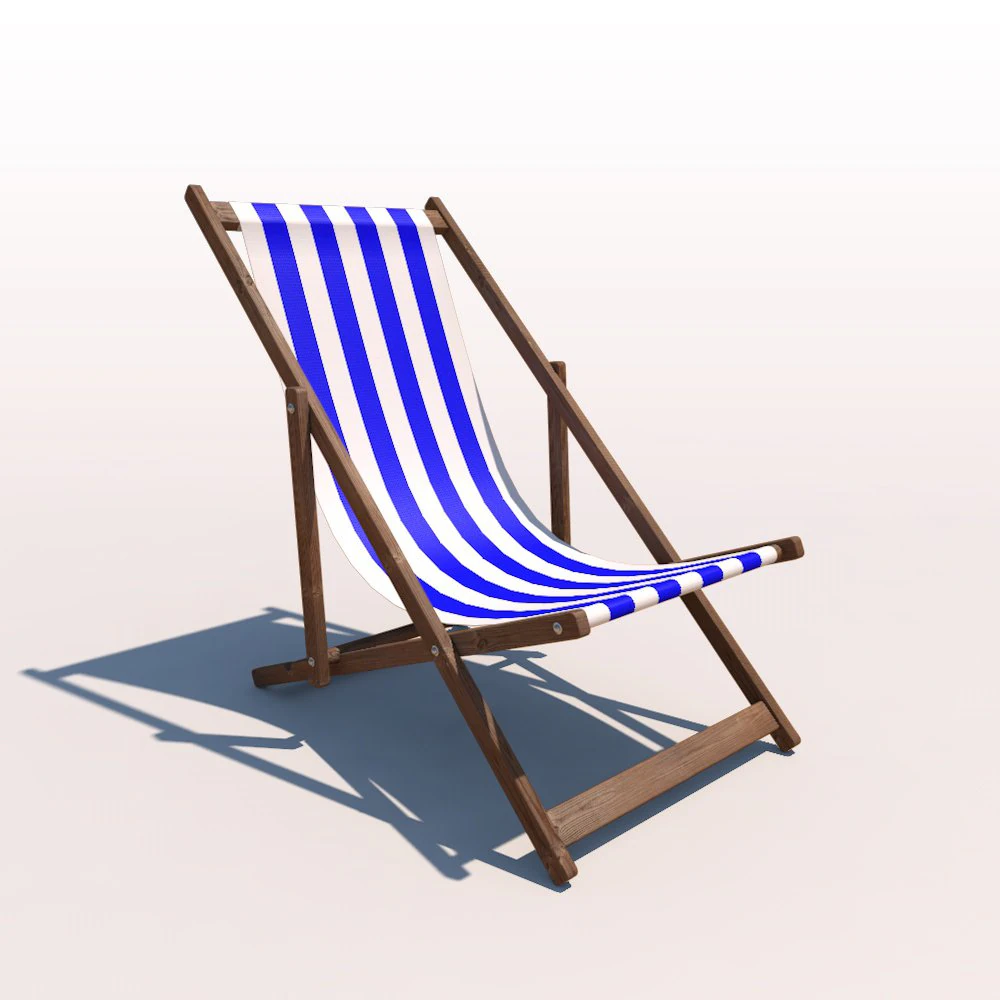 deck chair - blue 3D Model .c4d .max .obj .3ds .fbx .stl .blend