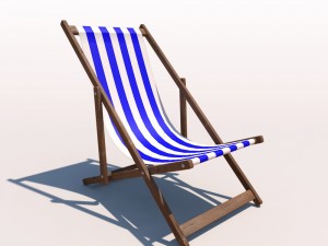 deck chair - blue Model 3D