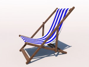 deck chair - blue 3D 模型