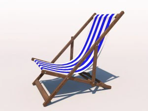deck chair - blue 3D Model
