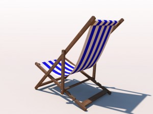 deck chair - blue 3D 模型
