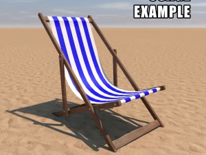 deck chair - blue 3D Model