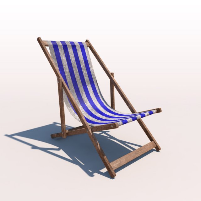 deck chair - blue - weathered 3D 모델 .c4d .max .obj .3ds .fbx .stl .blend