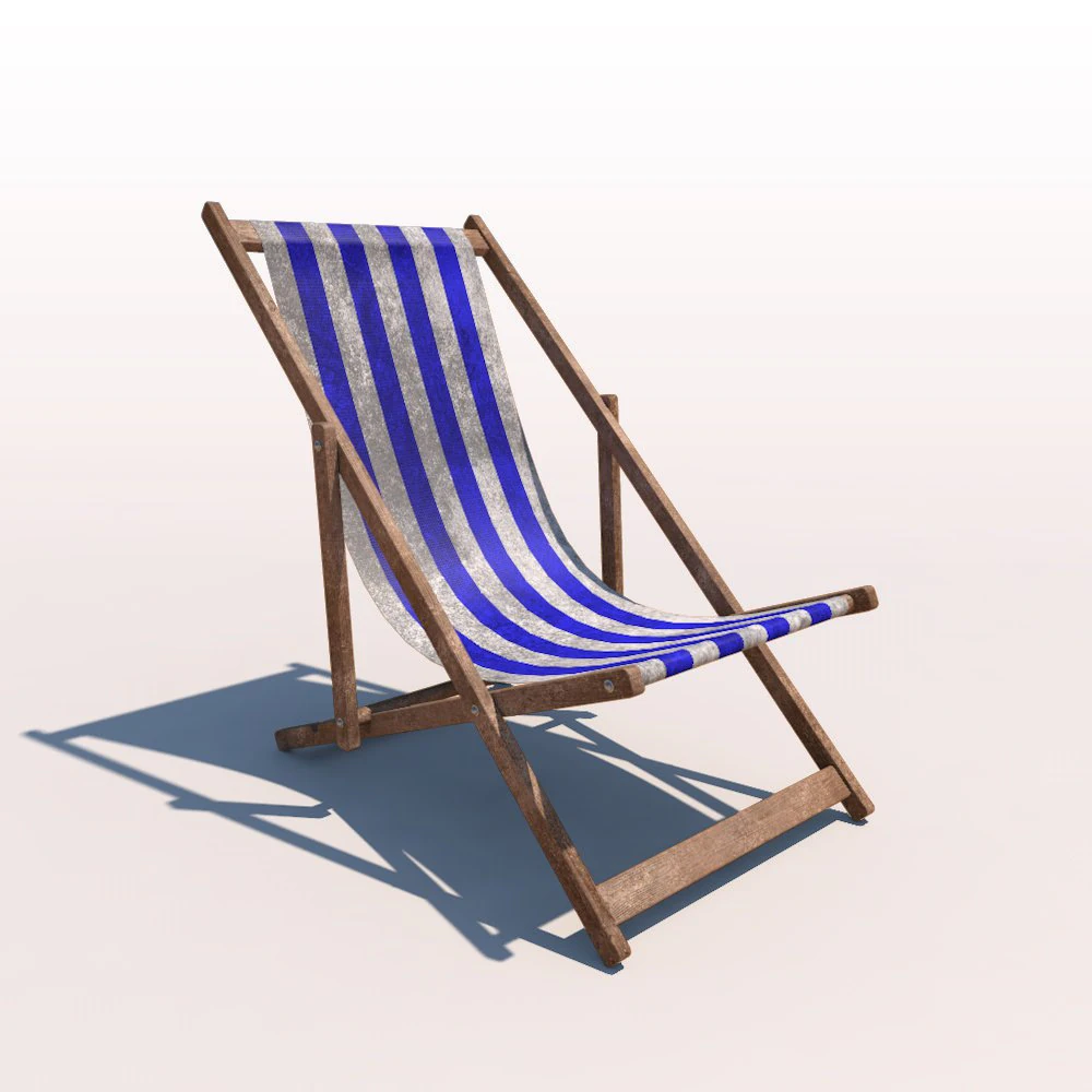deck chair - blue - weathered 3D Model .c4d .max .obj .3ds .fbx .stl .blend 