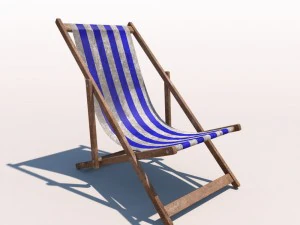 갑판 의자 - 파란색 - 풍화 3D 모델