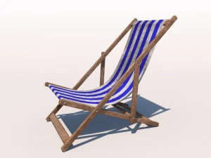 deck chair - blue - weathered 3D Model