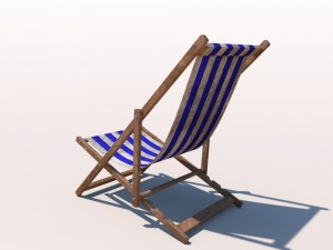 deck chair - blue - weathered 3D 모델
