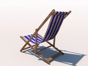 deck chair - blue - weathered 3D Model