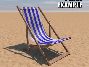 deck chair - blue - weathered 3D Model