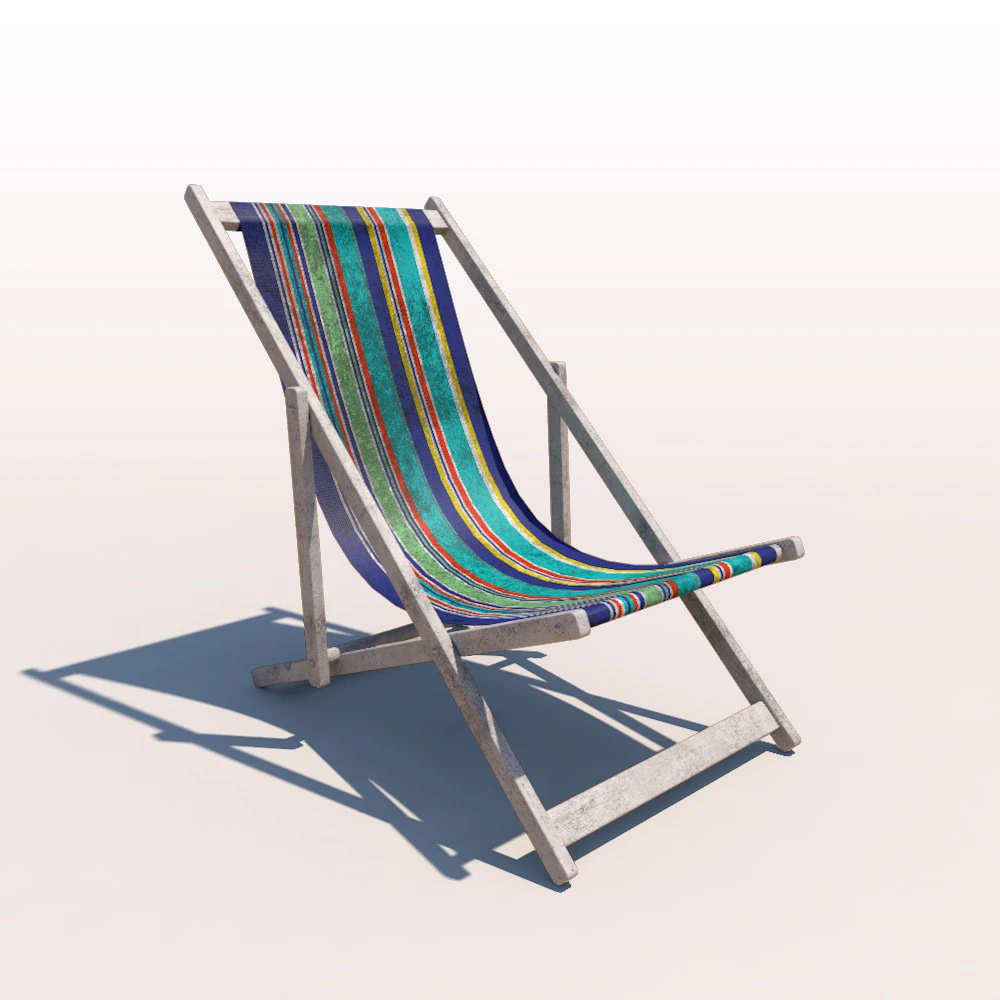 deck chair - contemporary - weathered 3D Model .c4d .max .obj .3ds .fbx .stl .blend 