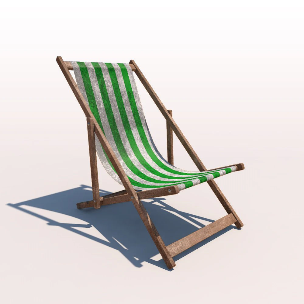 deck chair - green - weathered 3D Model .c4d .max .obj .3ds .fbx .stl .blend