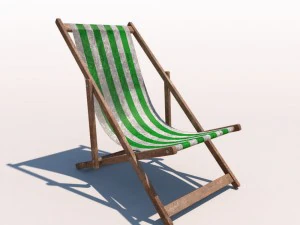 deck chair - green - weathered 3D Model