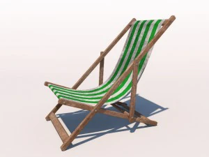 deck chair - green - weathered 3D Model