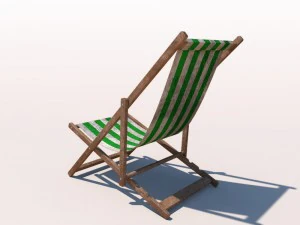 deck chair - green - weathered 3D Model