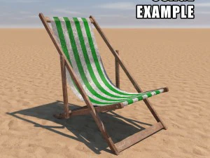 deck chair - green - weathered 3D Model