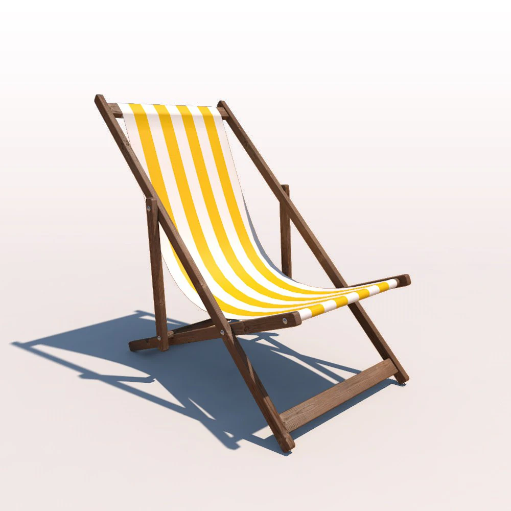 deck chair - yellow 3D Model .c4d .max .obj .3ds .fbx .stl .blend 