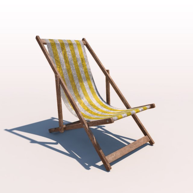 deck chair - yellow - weathered 3D 모델 .c4d .max .obj .3ds .fbx .stl .blend 