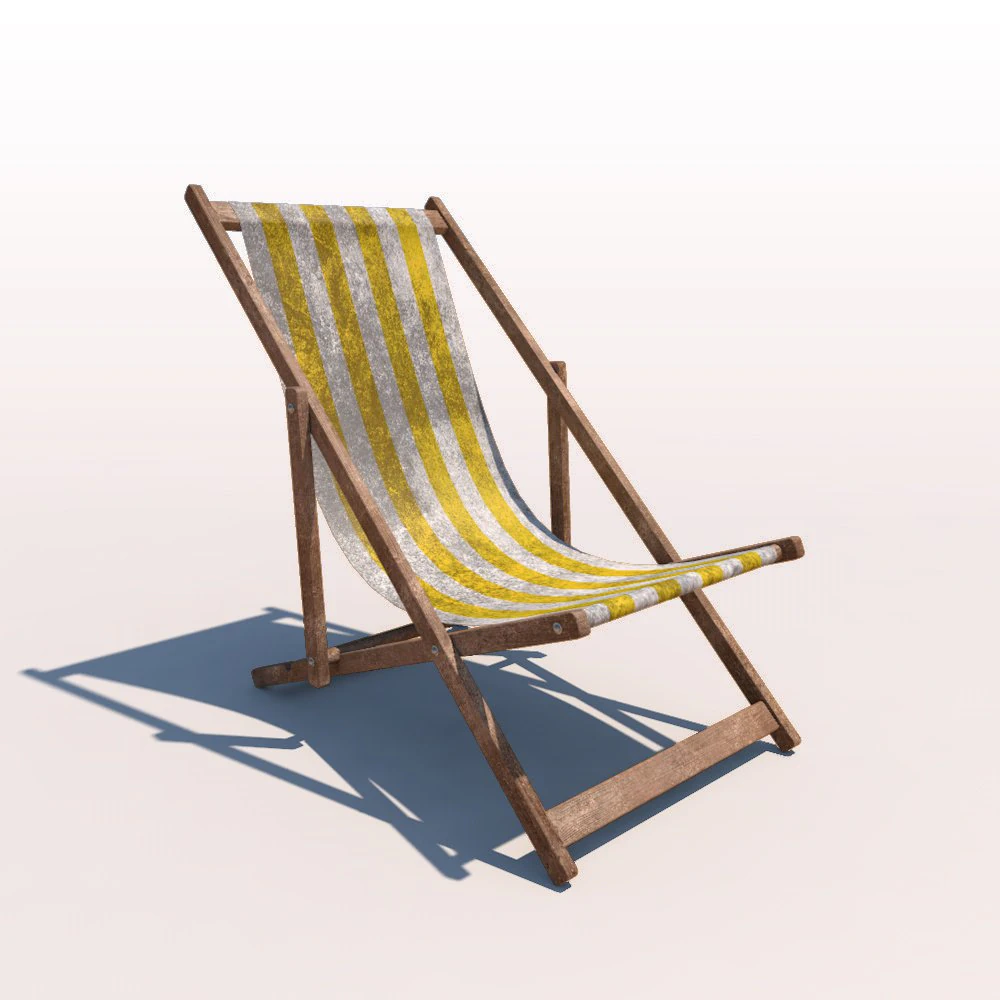 deck chair - yellow - weathered 3D Model .c4d .max .obj .3ds .fbx .stl .blend 