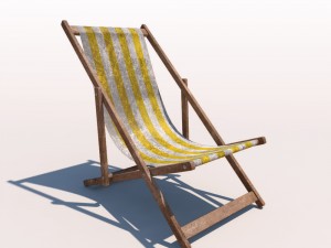 deck chair - yellow - weathered 3Dモデル