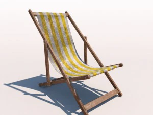 kursi geladak - kuning - lapuk Model 3D