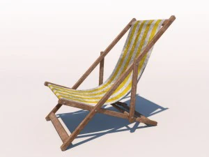 deck chair - yellow - weathered 3D Model