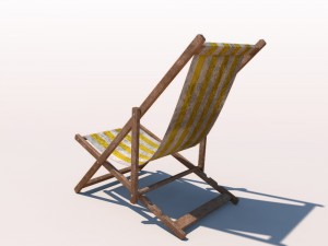 deck chair - yellow - weathered 3D 모델