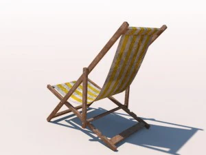 deck chair - yellow - weathered 3D Model